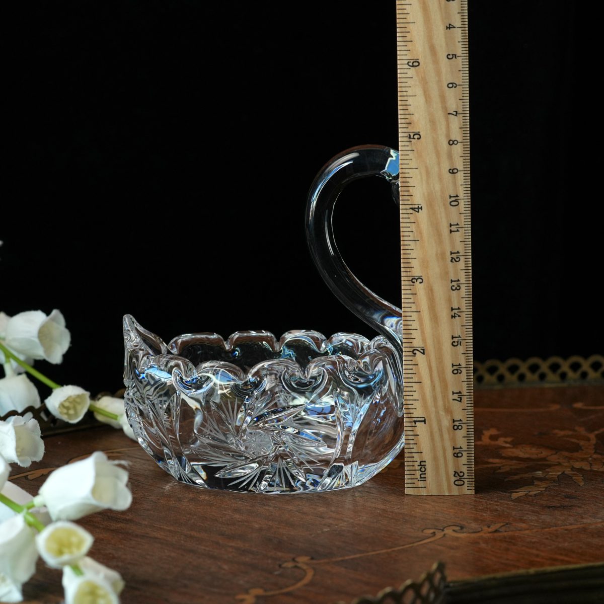Vintage Czech Crystal Swan Dish photo 4