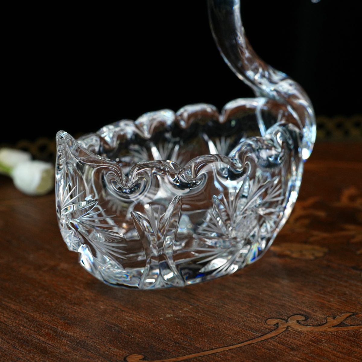 Vintage Czech Crystal Swan Dish photo 5