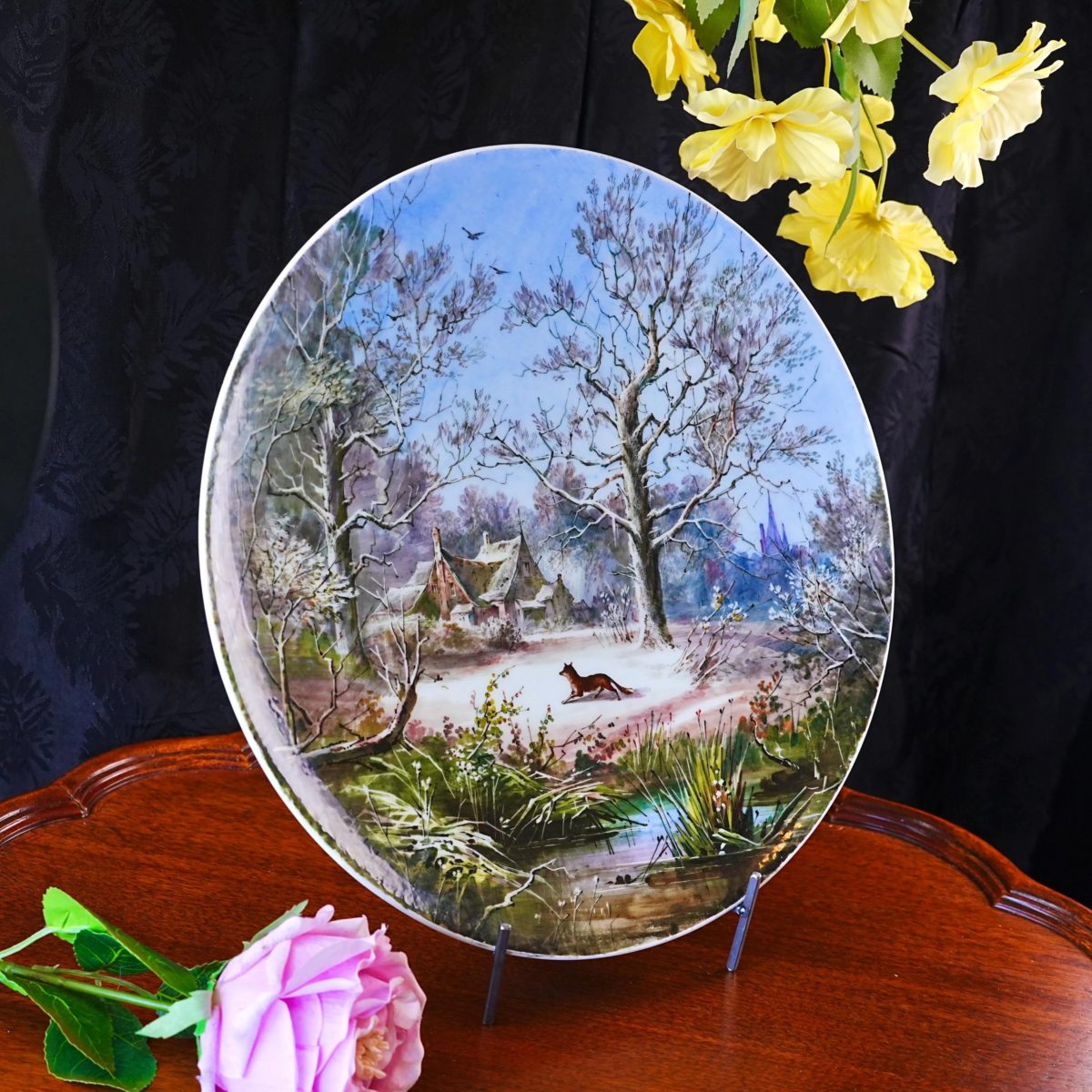 Antique Hand Painted Porcelain Charger Plate 12" photo 2