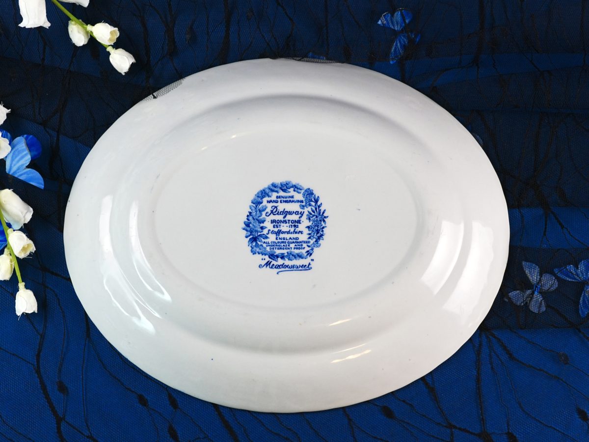 Maker's mark on the base of Vintage Ridgway "Meadowsweet" Oval Platter