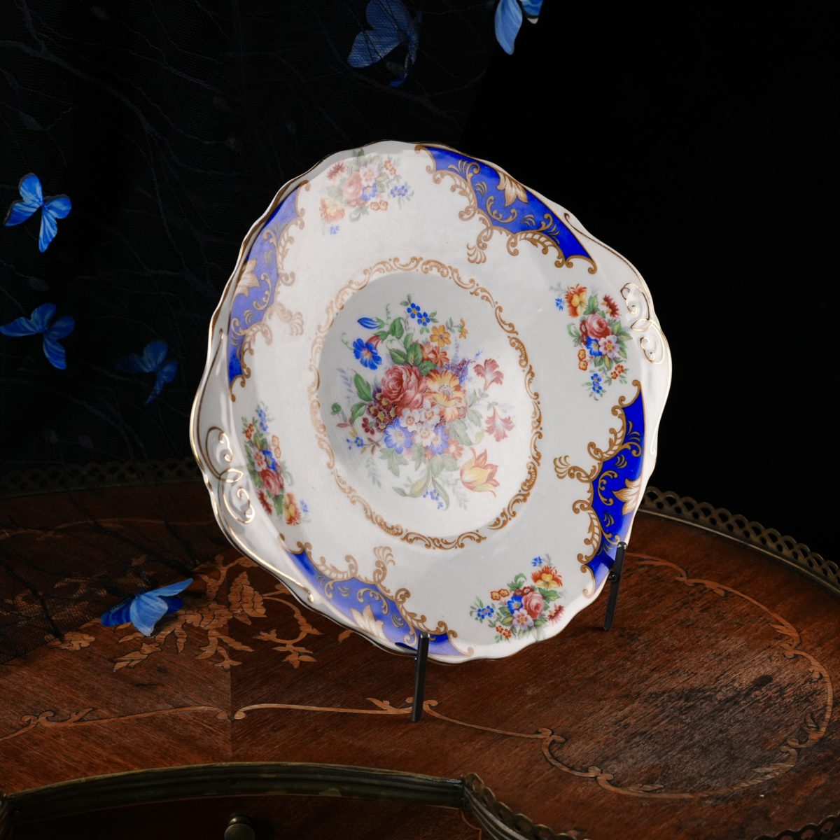 Vintage Royal Albert Albany Blue Cake Plate photo 2