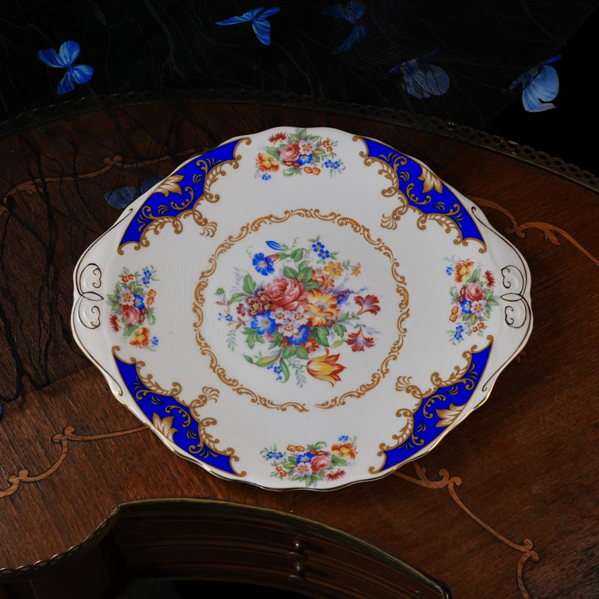 Vintage Royal Albert Albany Blue Cake Plate photo 4