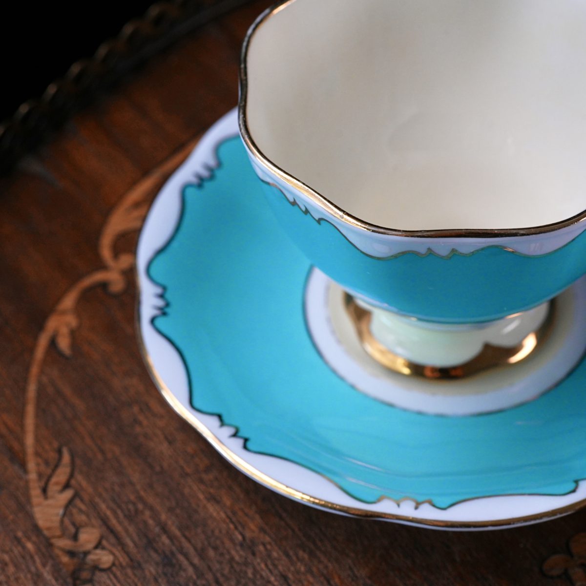 Vintage Royal Albert Crown China Turquoise Teacup & Saucer photo 2