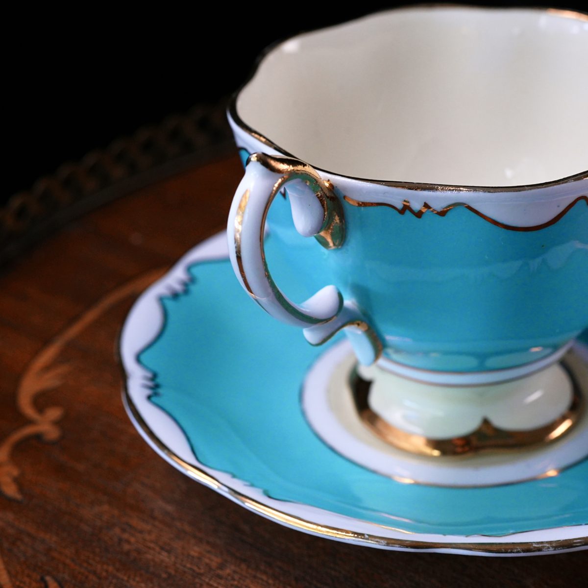 Vintage Royal Albert Crown China Turquoise Teacup & Saucer photo 3