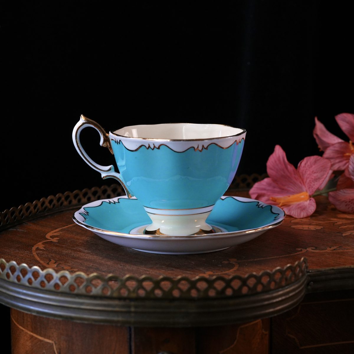 Vintage Royal Albert Crown China Turquoise Teacup & Saucer photo 4