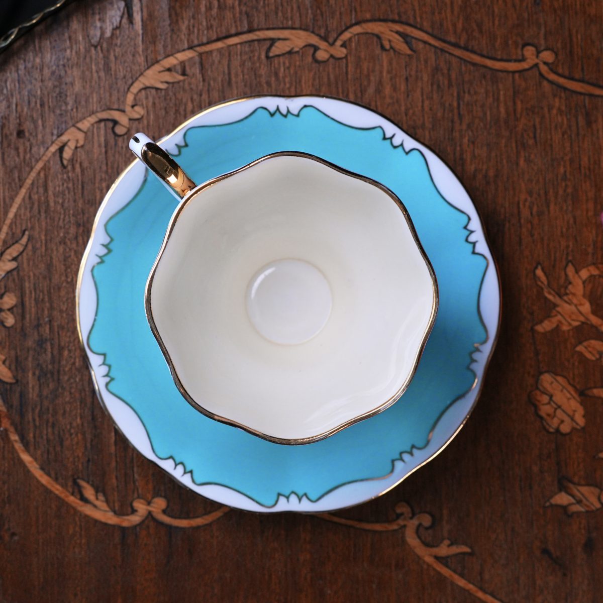 Vintage Royal Albert Crown China Turquoise Teacup & Saucer photo 5