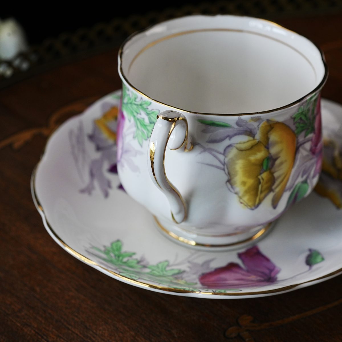 Vintage Royal Albert Flower Of The Month Series Poppy Teacup & Saucer photo 3