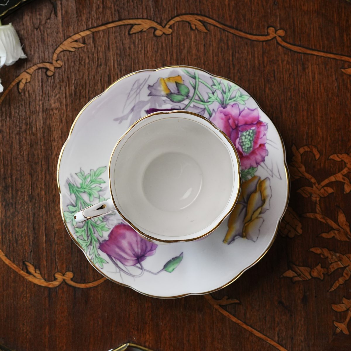 Vintage Royal Albert Flower Of The Month Series Poppy Teacup & Saucer photo 4