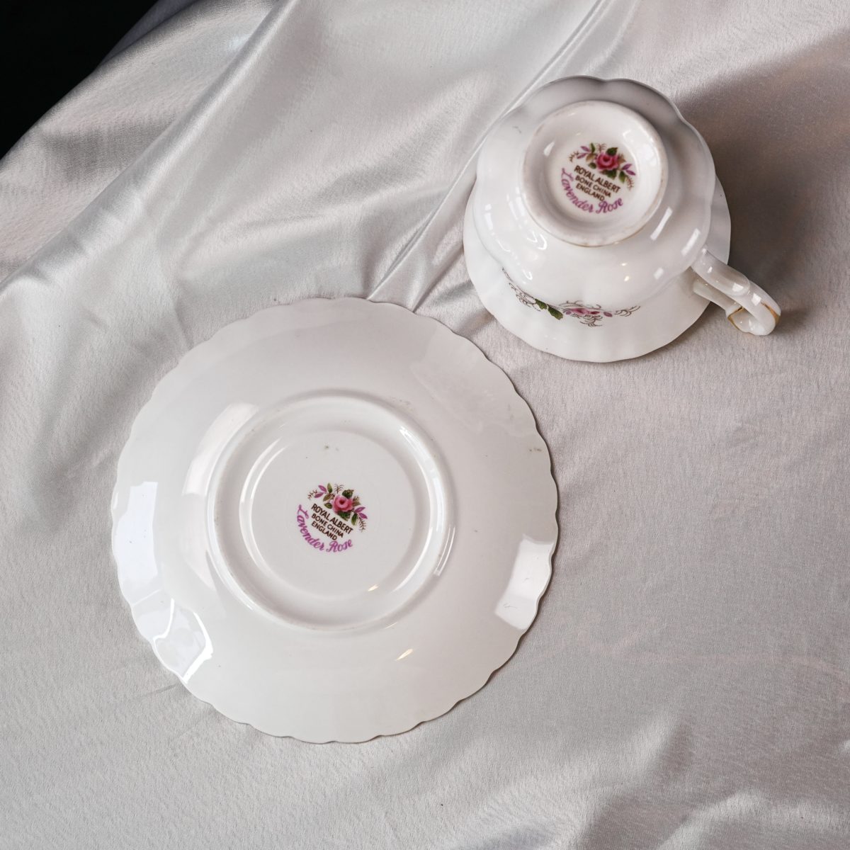 Maker's mark on the base of Vintage Royal Albert Lavender Rose Coffee Cup & Saucer