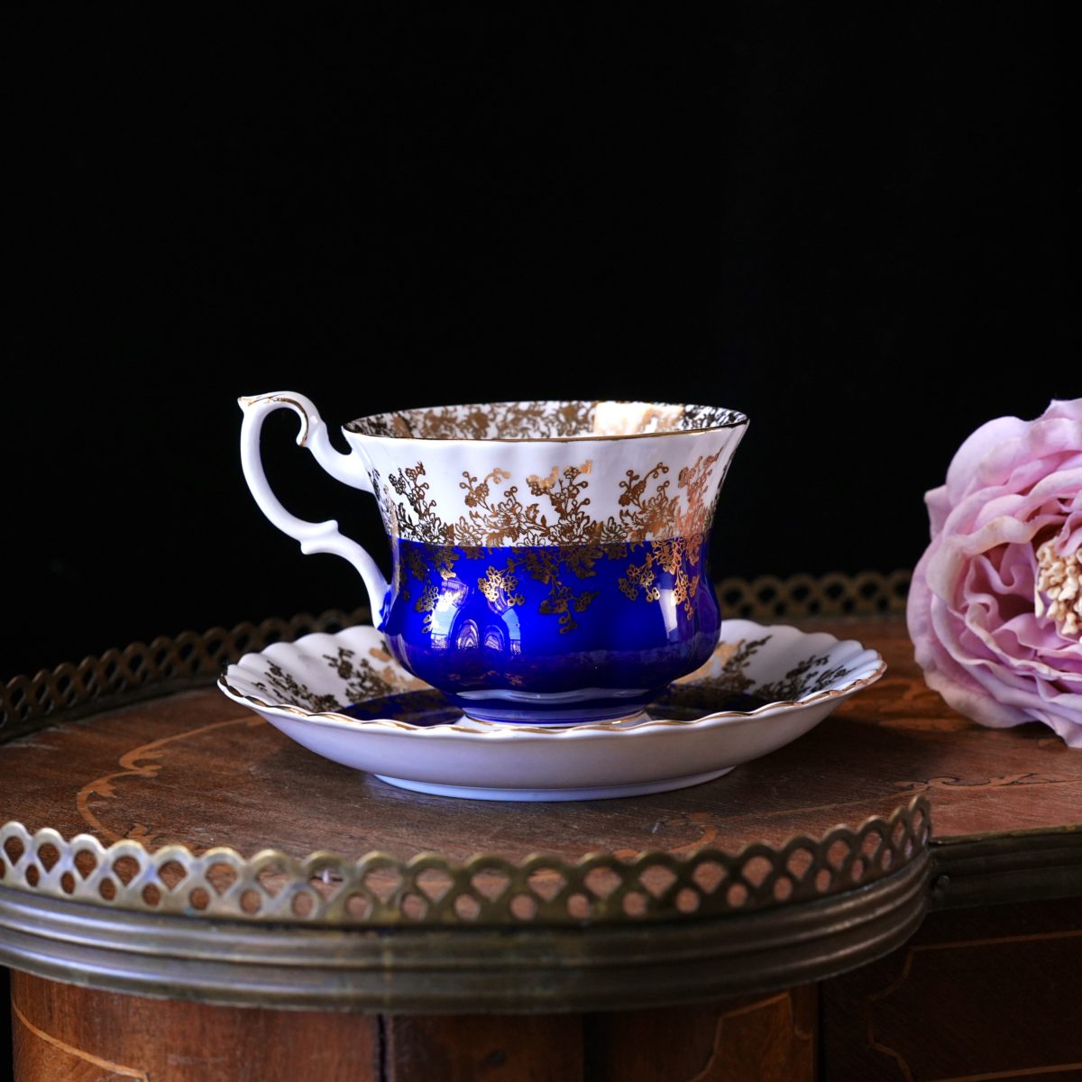 Vintage Royal Albert Cobalt Blue & Gold Teacup & Saucer photo 3