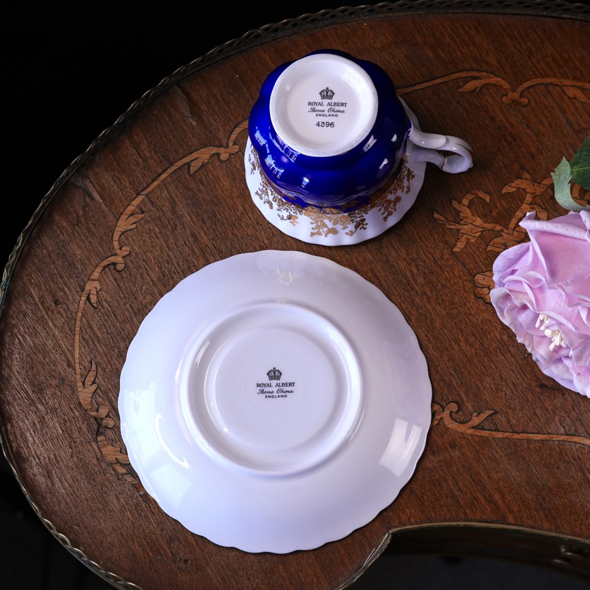 Maker's mark on the base of Vintage Royal Albert Cobalt Blue & Gold Teacup & Saucer