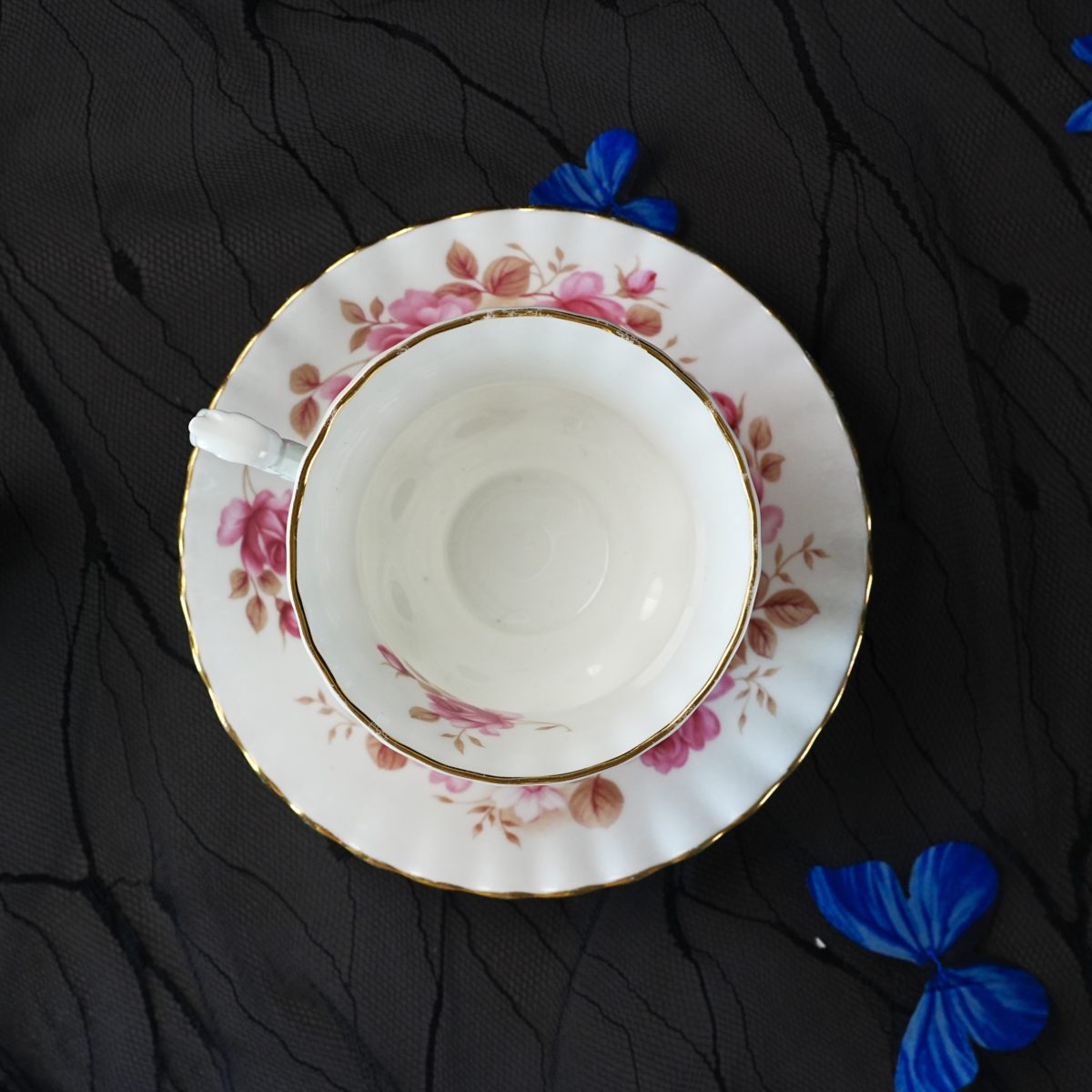Vintage Royal Albert Pink Rose Brown Foliage Teacup & Saucer photo 4