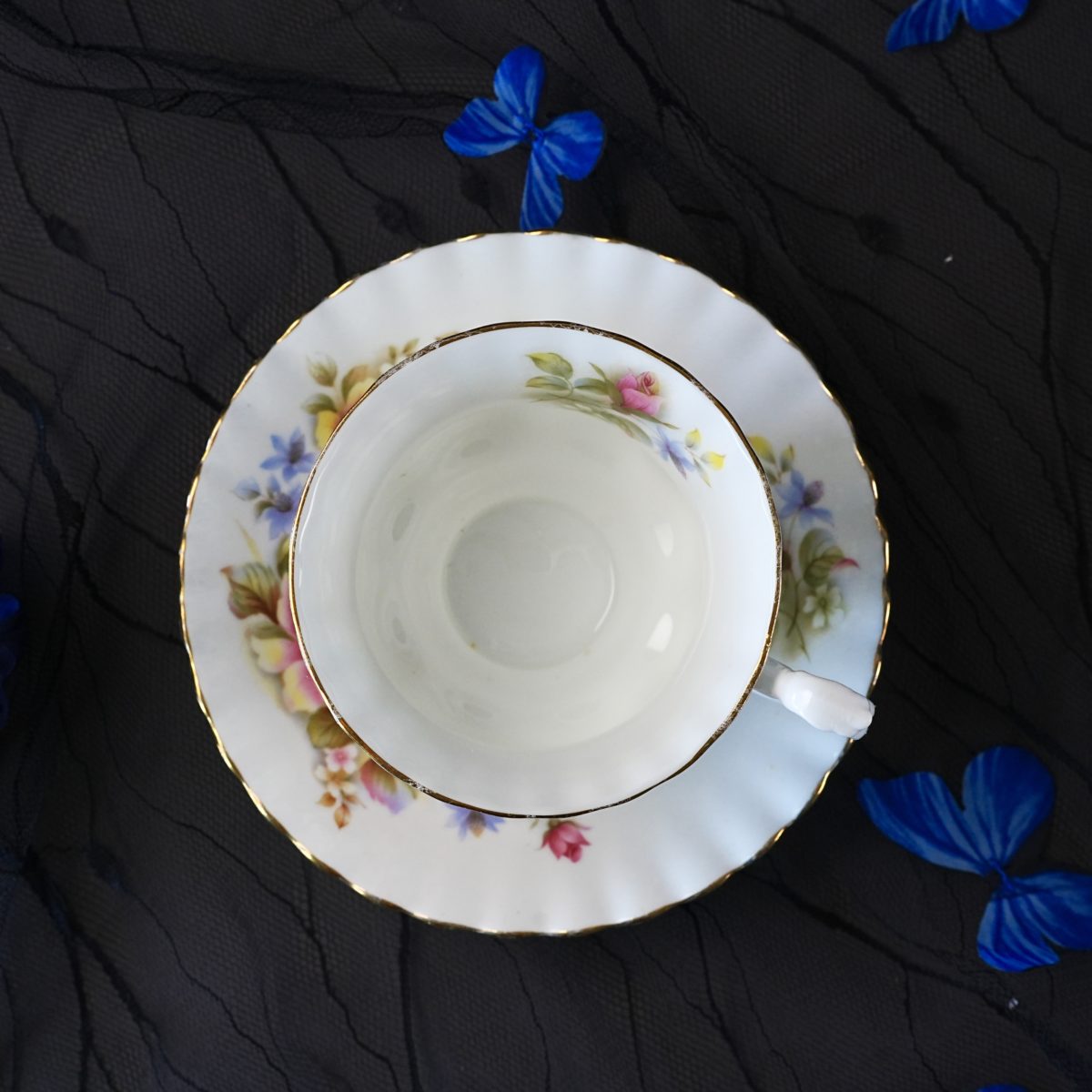 Vintage Royal Albert Pink Yellow Cabbage Rose Teacup & Saucer photo 3