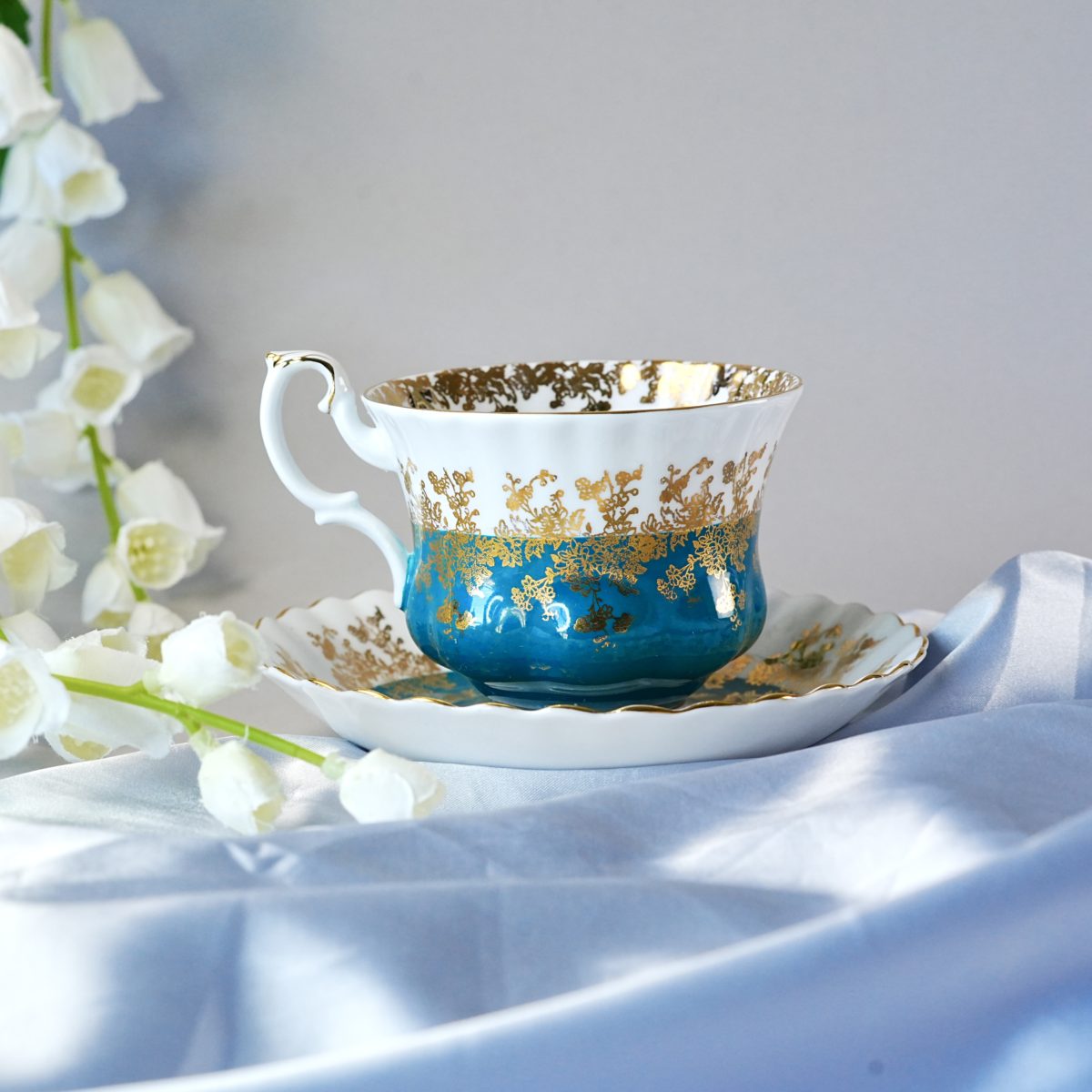 Vintage Royal Albert Regal Series Teal Teacup & Saucer photo 5