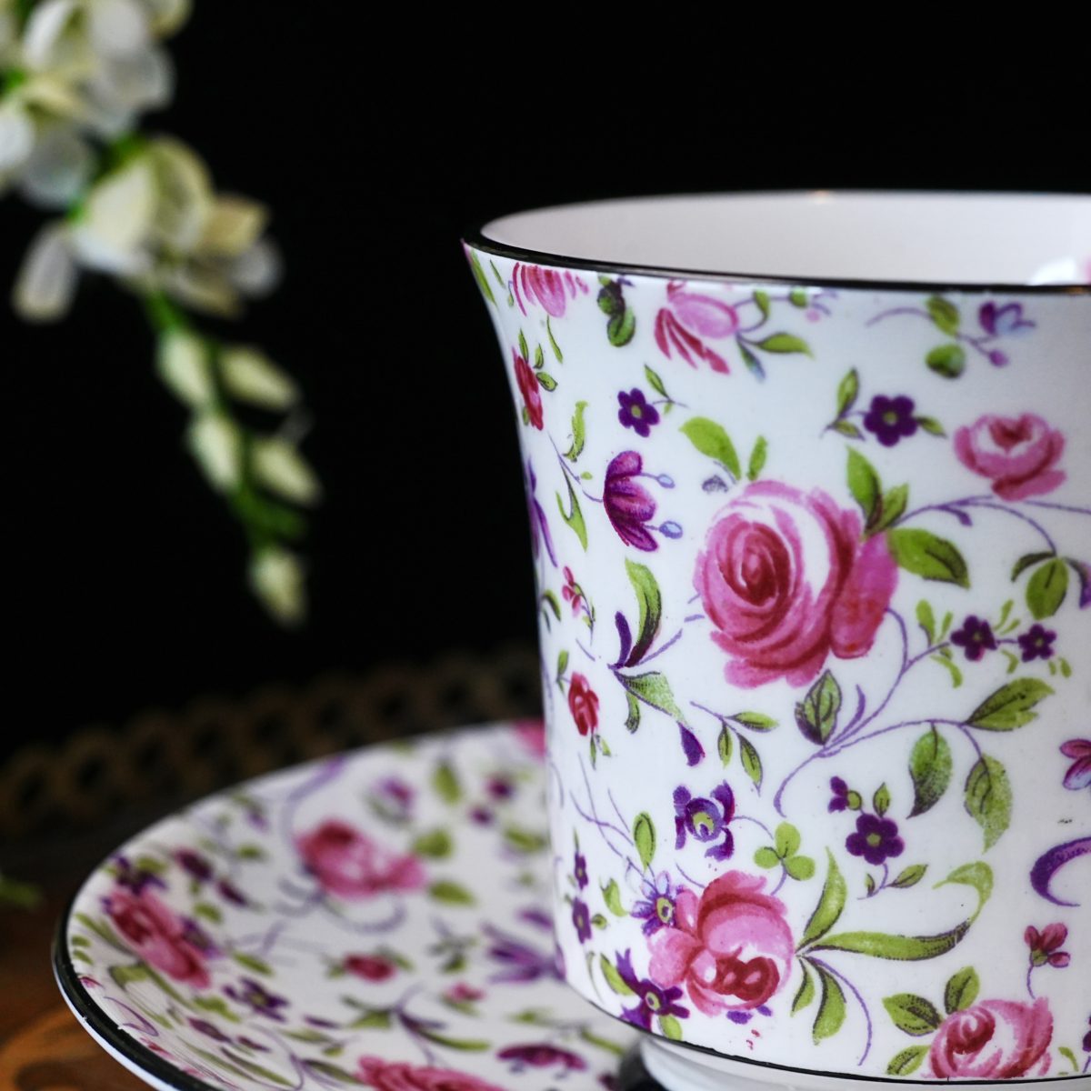 Vintage Royal Chelsea Chintz Teacup and Saucer photo 2