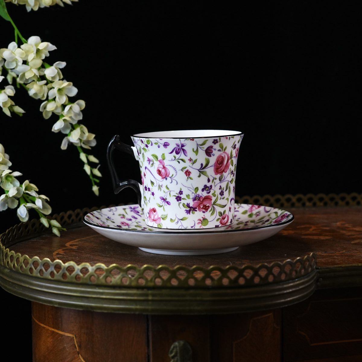 Vintage Royal Chelsea Chintz Teacup and Saucer photo 5