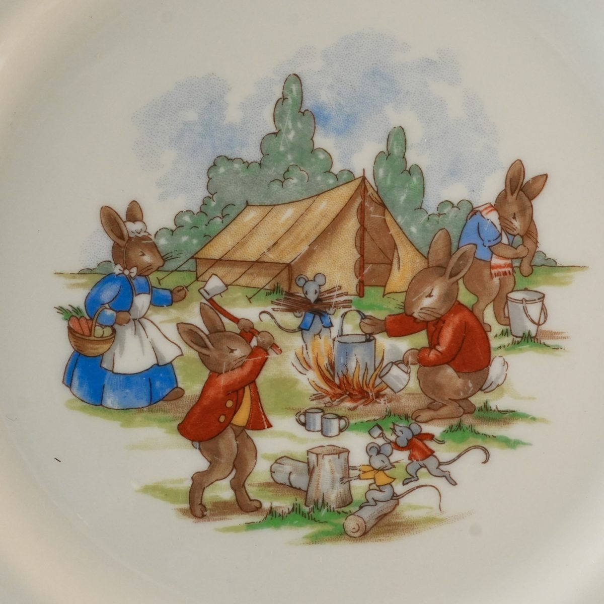 Vintage Royal Doulton Bunnykins Camping Scene Plate photo 2