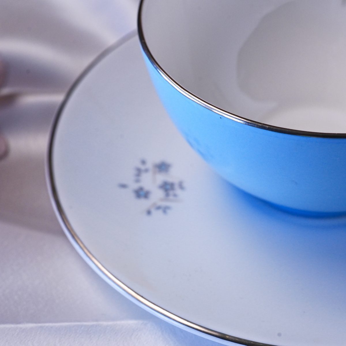 Vintage Royal Doulton Powder Blue Teacup & Saucer photo 2