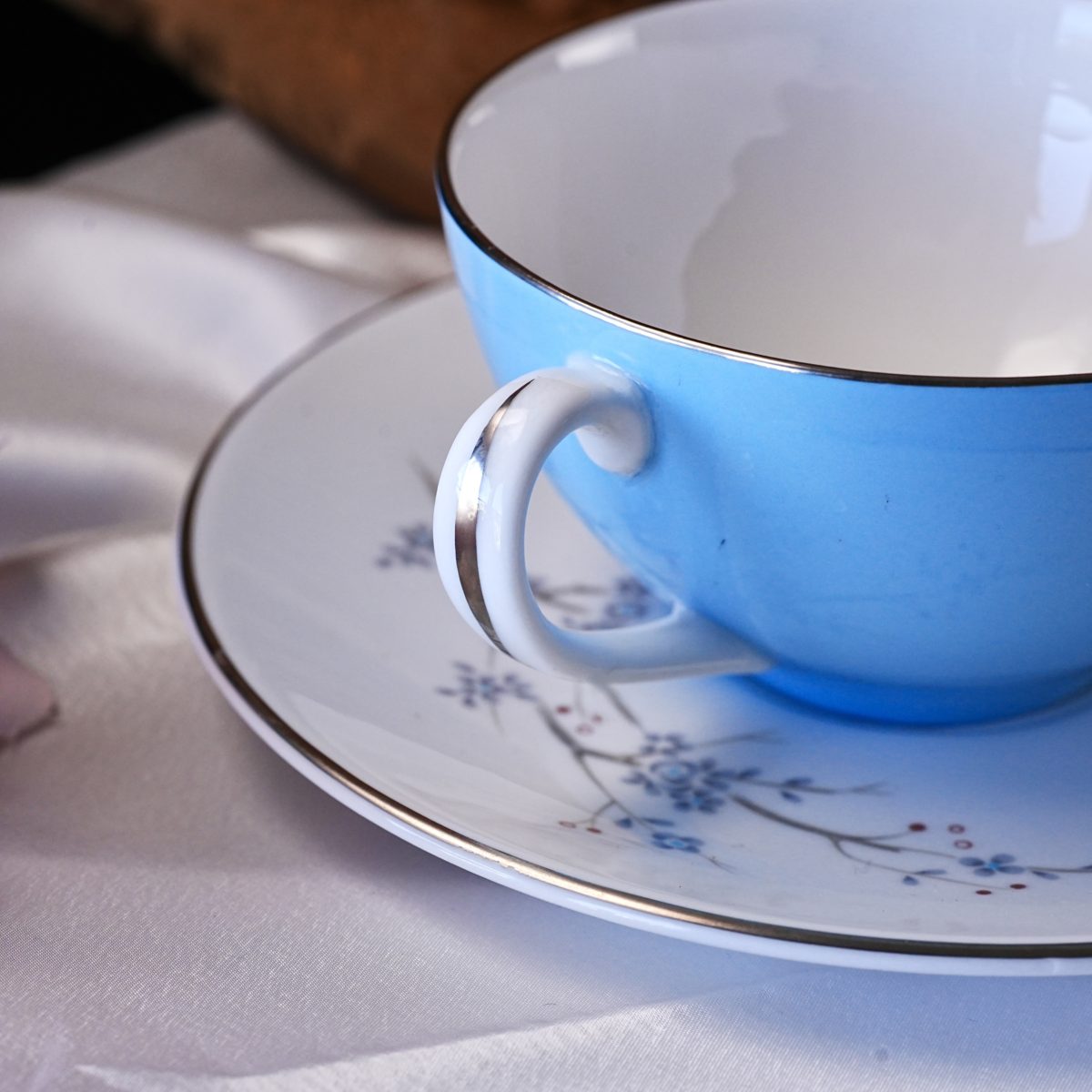 Vintage Royal Doulton Powder Blue Teacup & Saucer photo 3