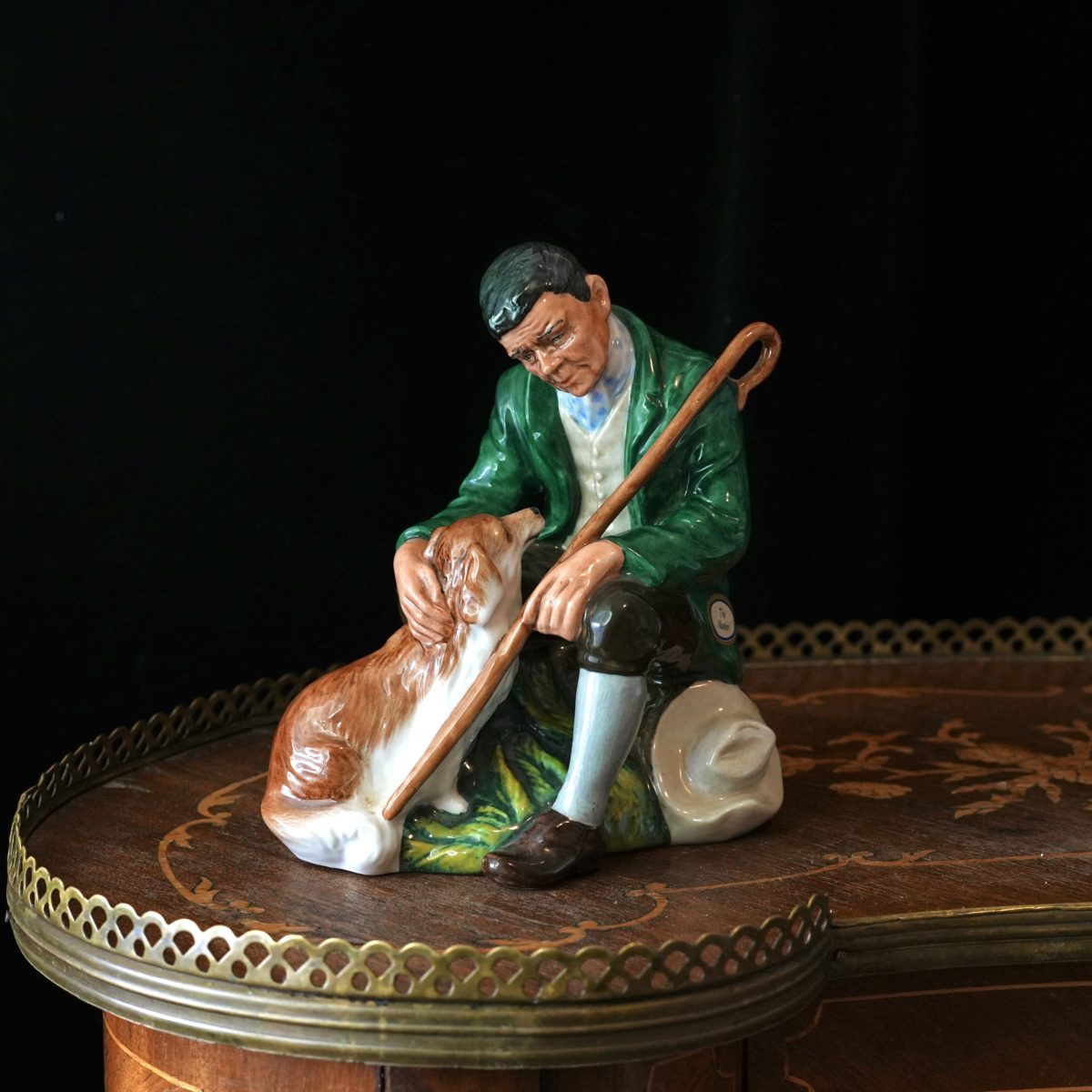 Vintage Royal Doulton The Master Figurine HN2325 – Countryman with Dog & Walking Stick, Green Coat, Bone China, England
