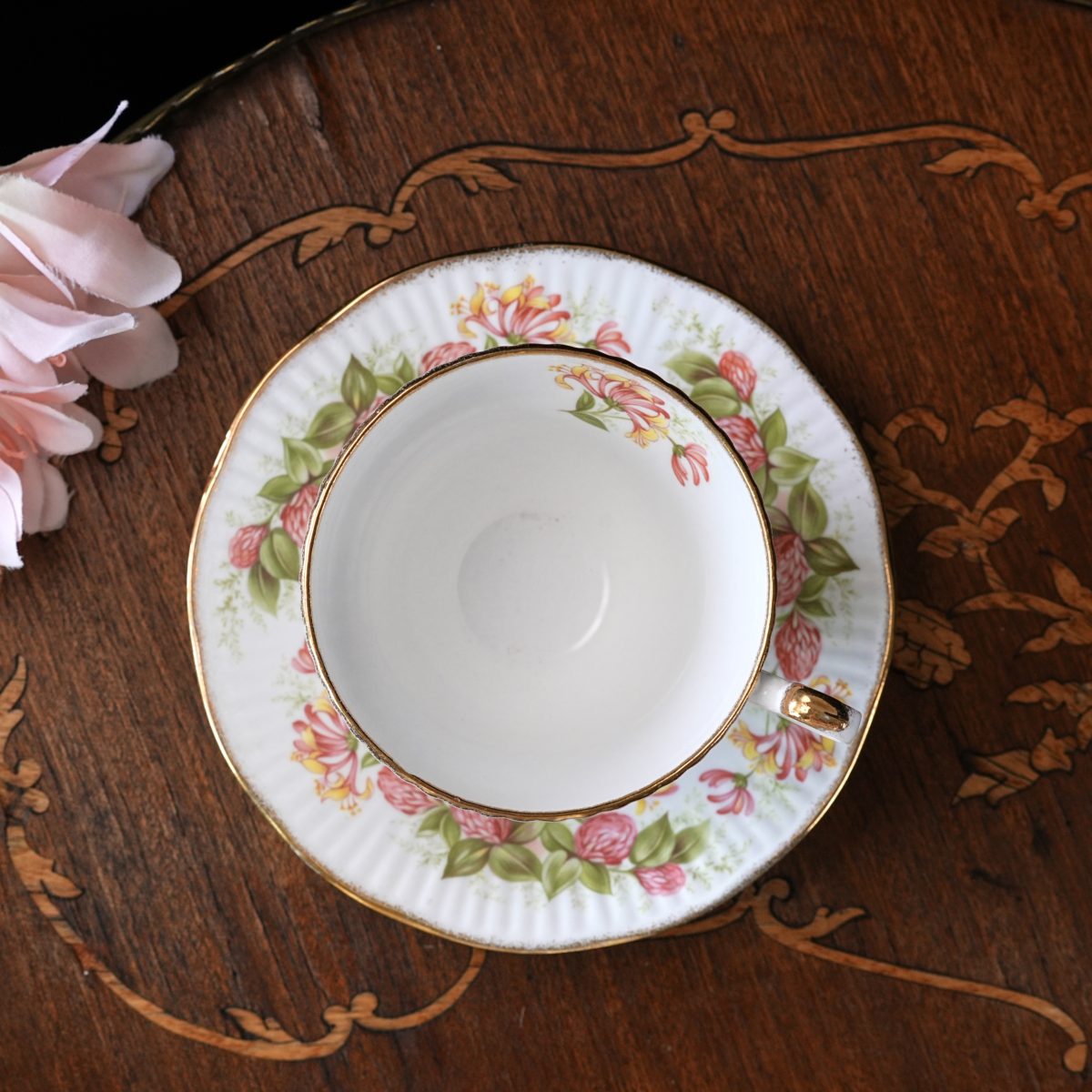 Vintage Royal Minster Honeysuckle and Clover Teacup and Saucer photo 3