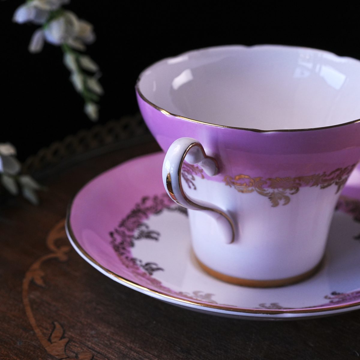 Vintage Royal Stafford Pink Lilac Teacup and Saucer photo 2