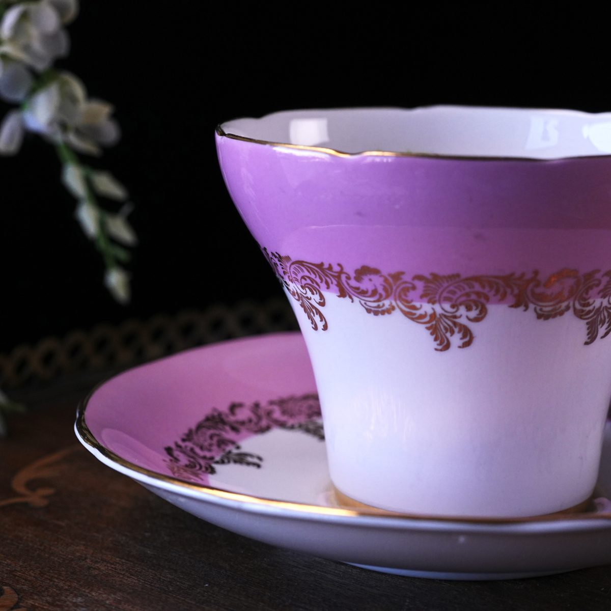 Vintage Royal Stafford Pink Lilac Teacup and Saucer photo 3