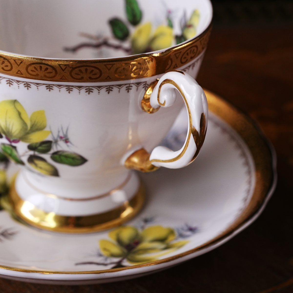 Vintage Royal Tuscan Yellow Magnolia Teacup and Saucer photo 3