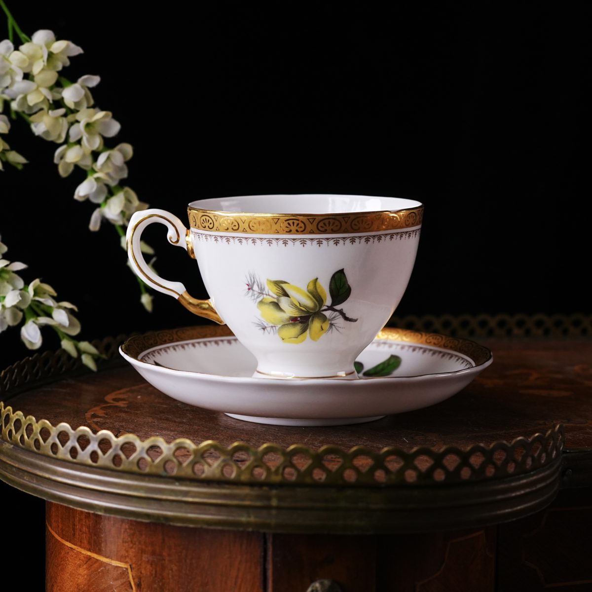 Vintage Royal Tuscan Yellow Magnolia Teacup and Saucer photo 4