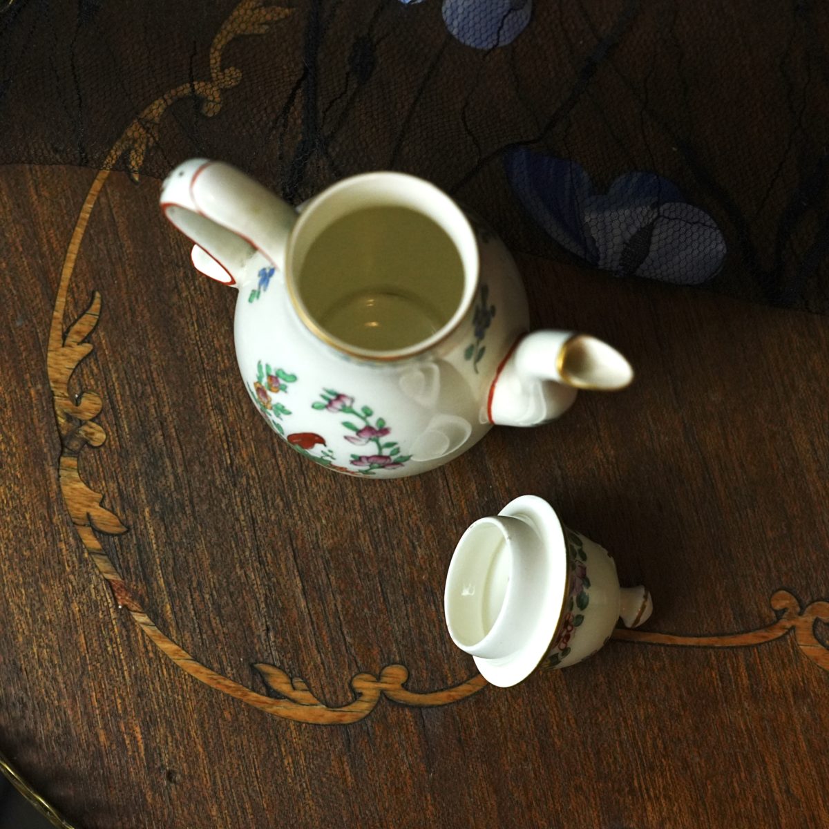Antique Royal Worcester Parrot Miniature Coffee Pot And Teapot Pair photo 2