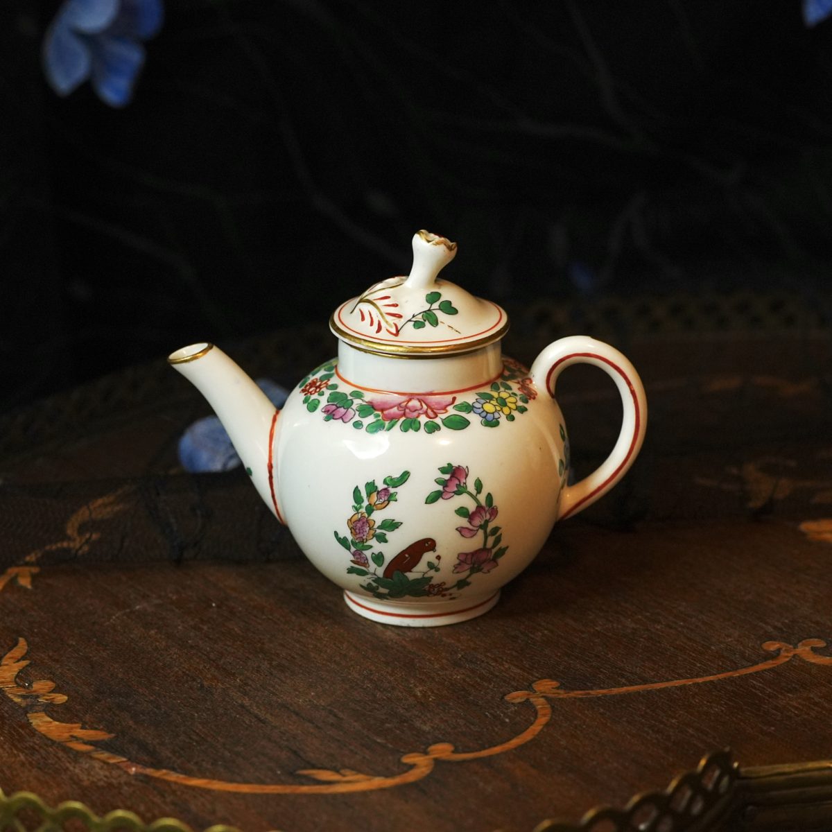 Antique Royal Worcester Parrot Miniature Coffee Pot And Teapot Pair photo 3
