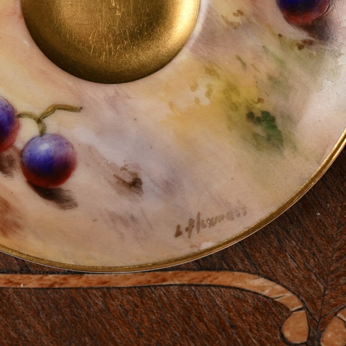 Antique Royal Worcester Painted Fruit Saucer Signed Flexman photo 4