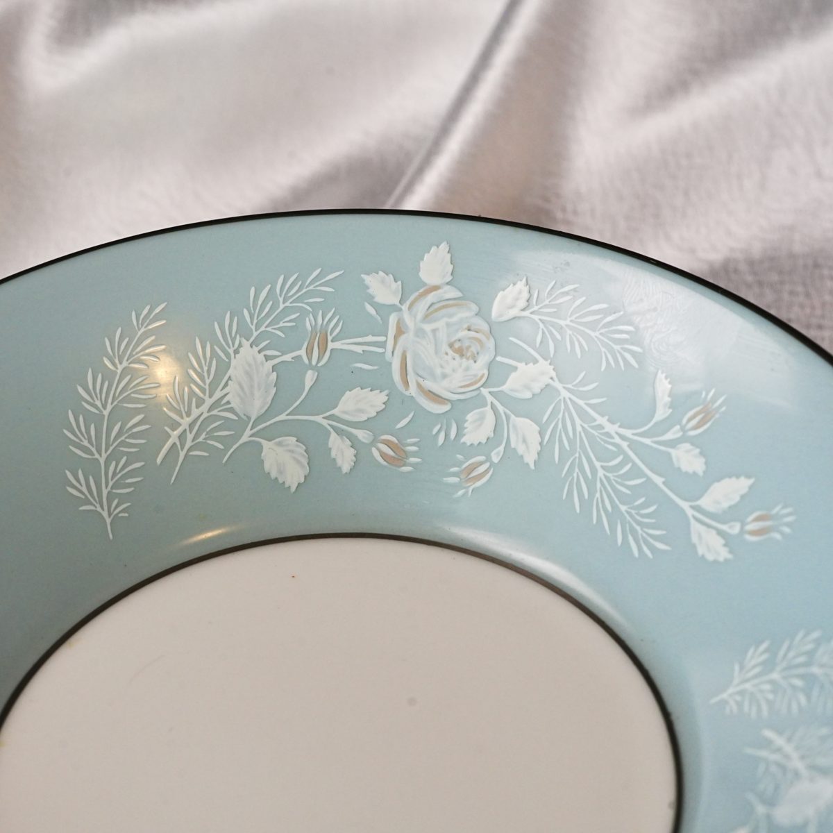 Vintage Royal Worcester Powder Blue Bowl & Side Plate Pair photo 3