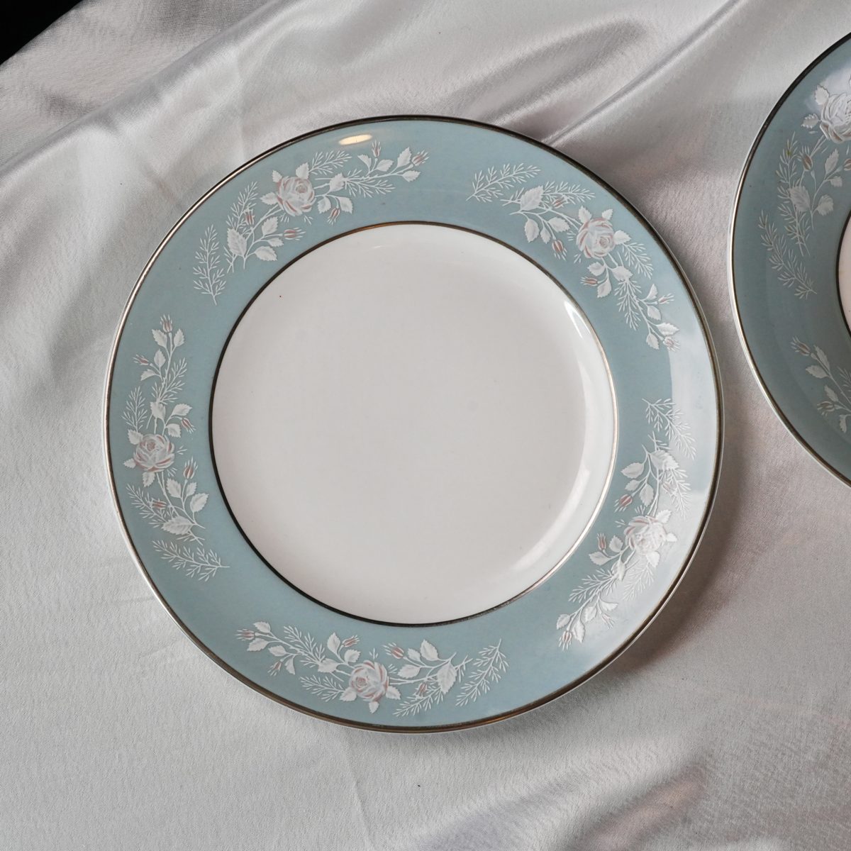 Vintage Royal Worcester Powder Blue Bowl & Side Plate Pair photo 5