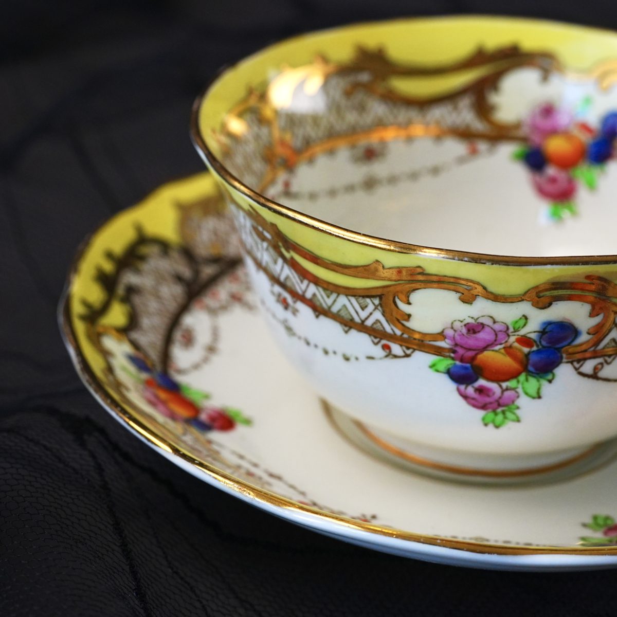Antique Samuel Radford Fenton Yellow Gold Chintz Teacup & Saucer photo 2