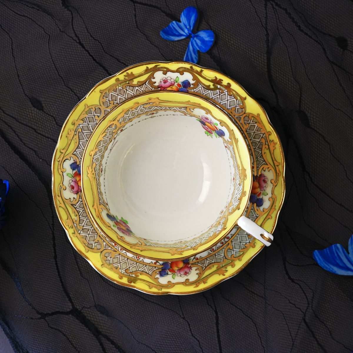 Antique Samuel Radford Fenton Yellow Gold Chintz Teacup & Saucer photo 3