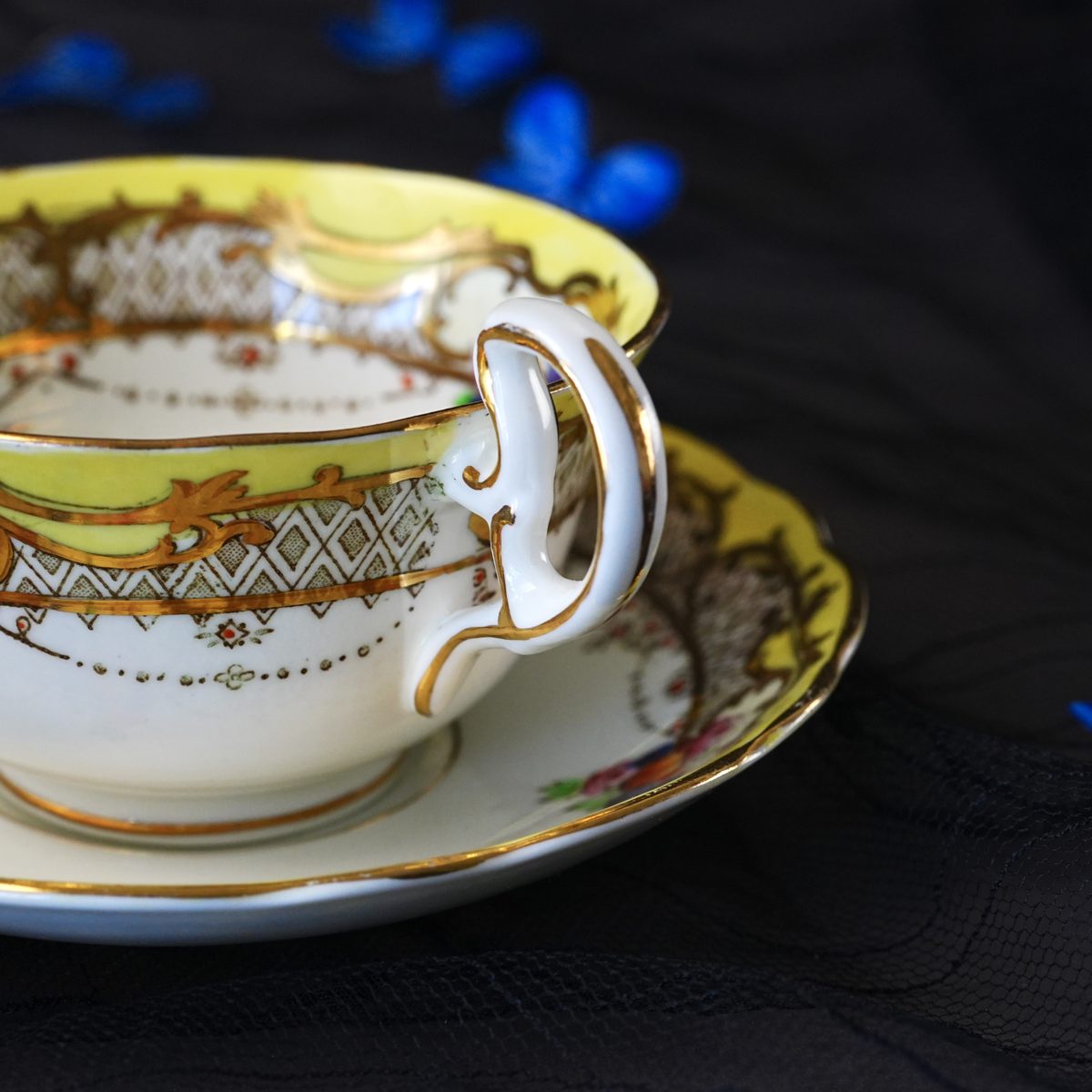Antique Samuel Radford Fenton Yellow Gold Chintz Teacup & Saucer photo 4