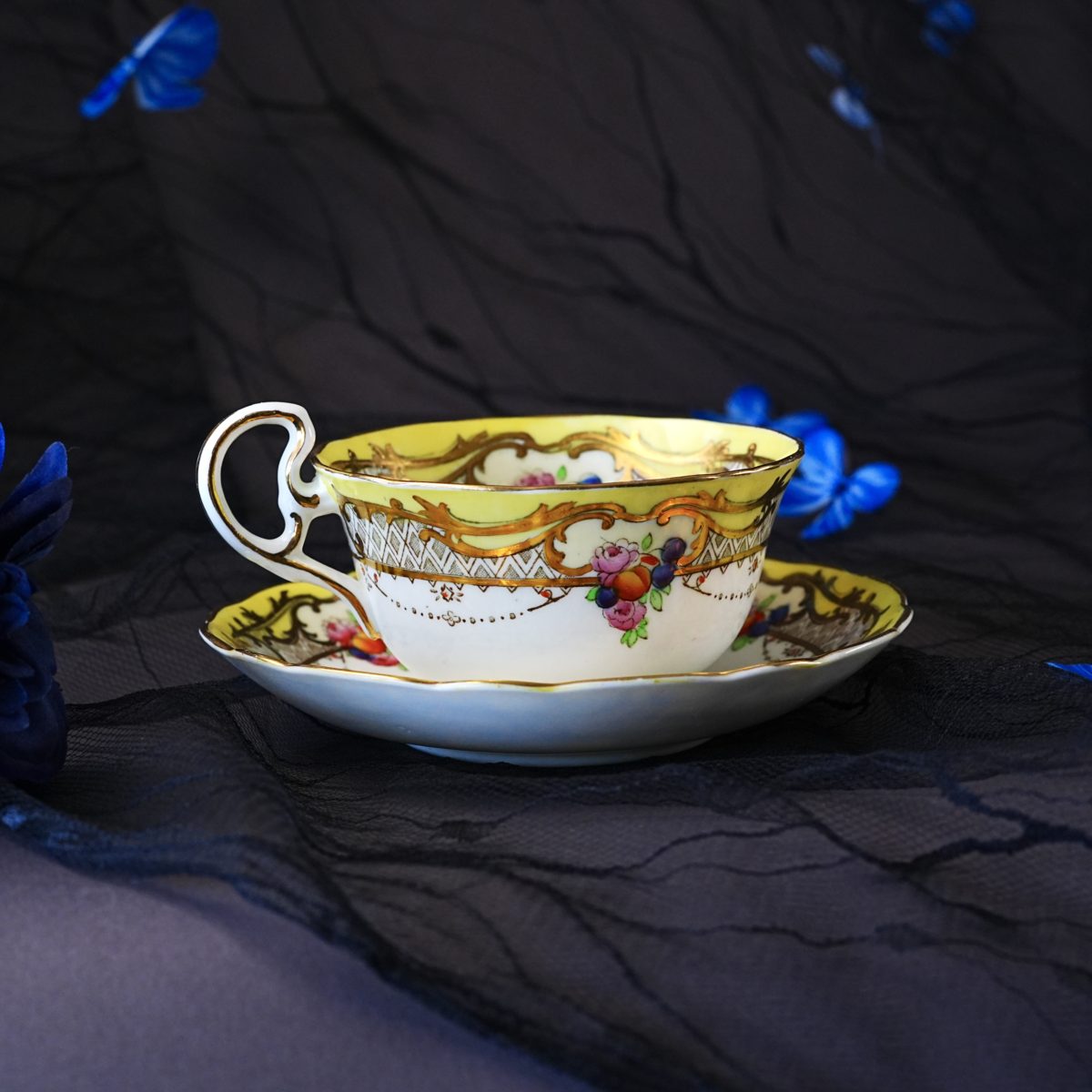 Antique Samuel Radford Fenton Yellow Gold Chintz Teacup & Saucer photo 5