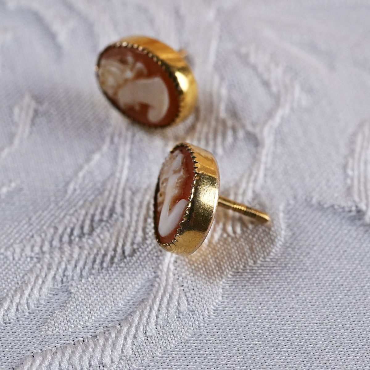 Vintage Shell Cameo Screw-Back Earrings photo 5