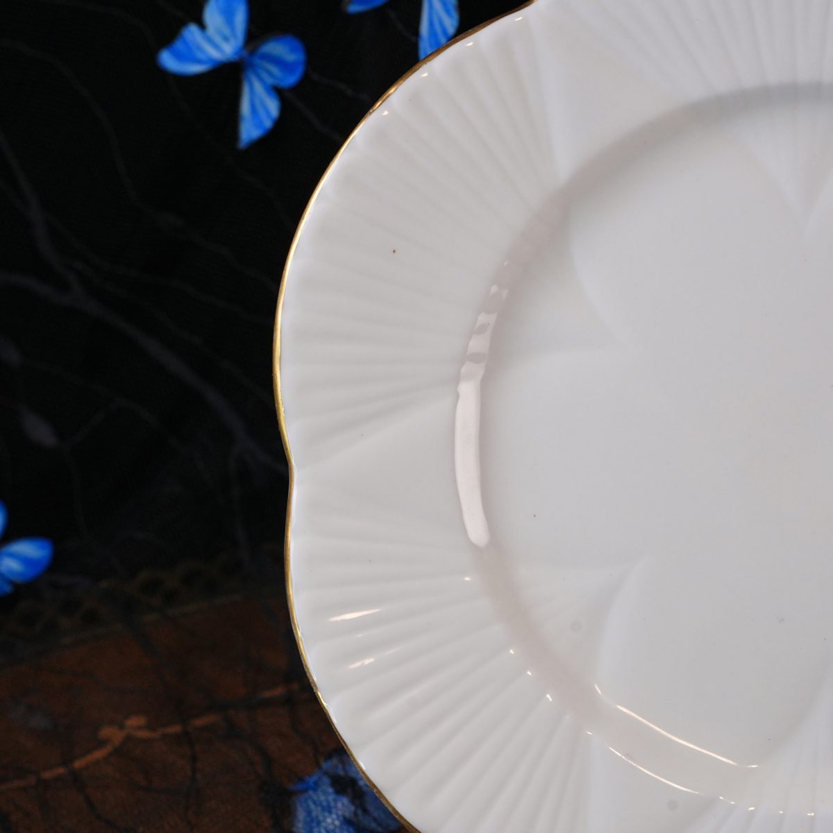 Vintage Shelley Dainty White Fluted Bone China Plate photo 2