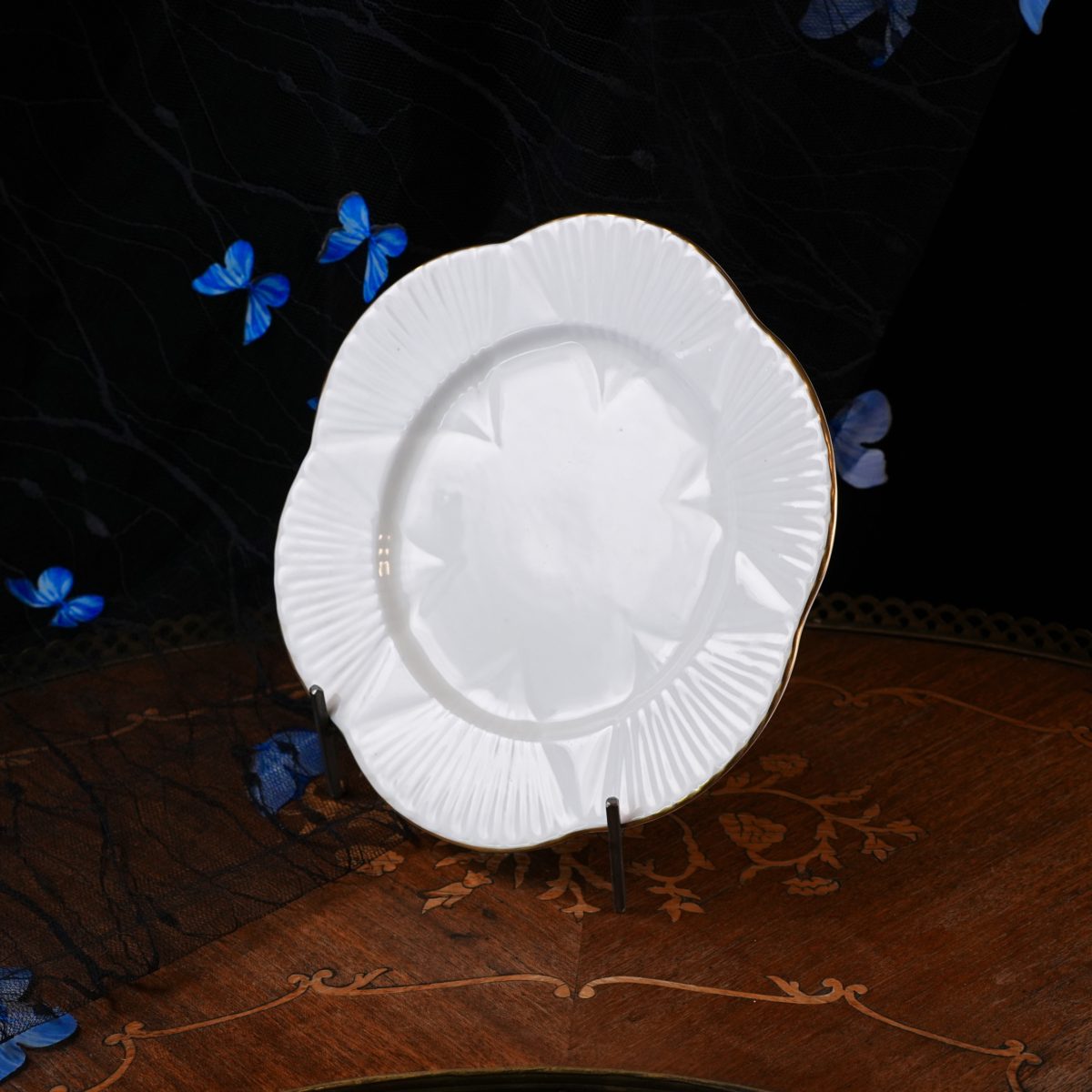 Vintage Shelley Dainty White Fluted Bone China Plate photo 3