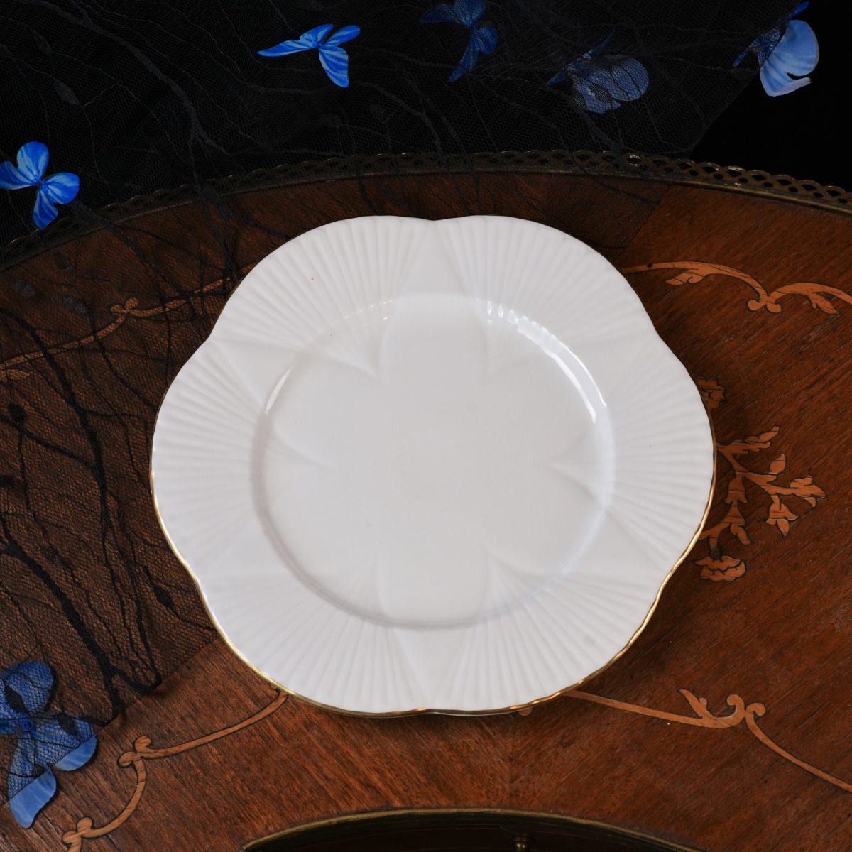Vintage Shelley Dainty White Fluted Bone China Plate photo 4