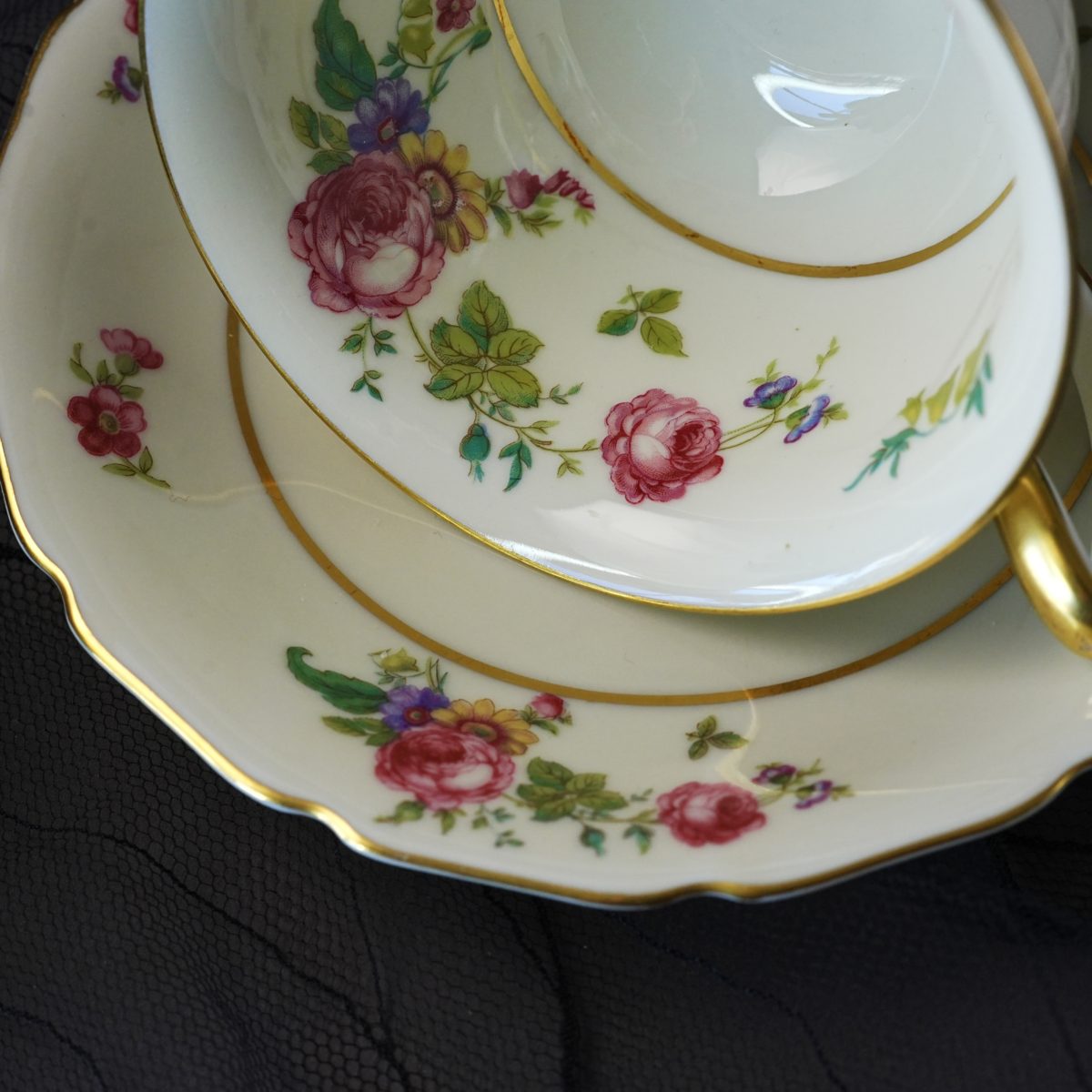 Vintage Thomas Germany Cream Cottage Rose Trio photo 3