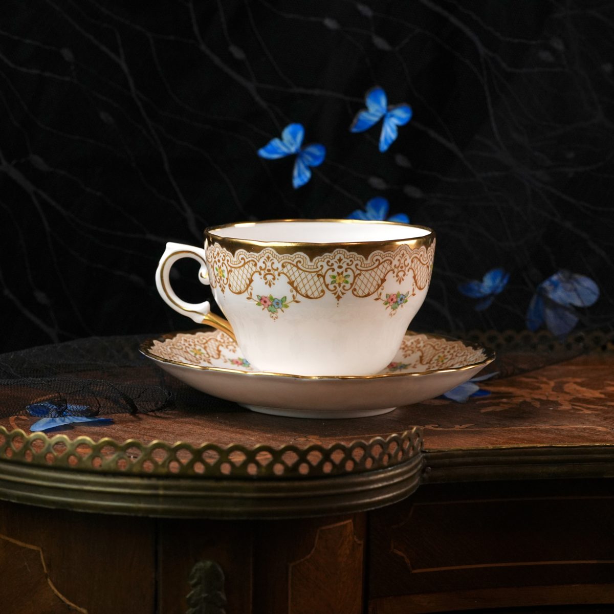 Vintage Tuscan Happy Anniversary Teacup Saucer photo 4