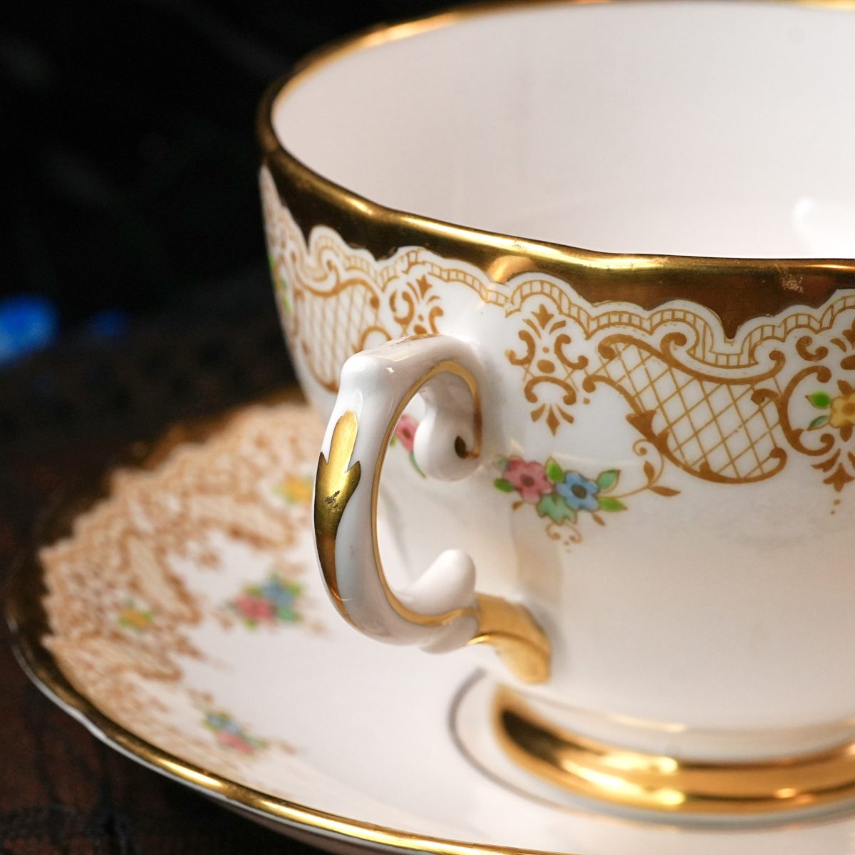 Vintage Tuscan Happy Anniversary Teacup Saucer photo 5