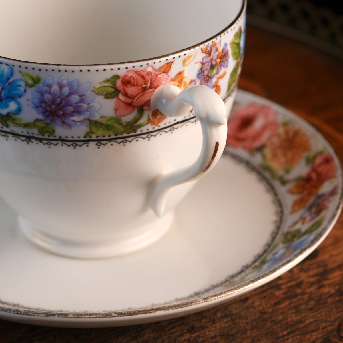 Vintage English Floral Band Teacup And Saucer photo 3