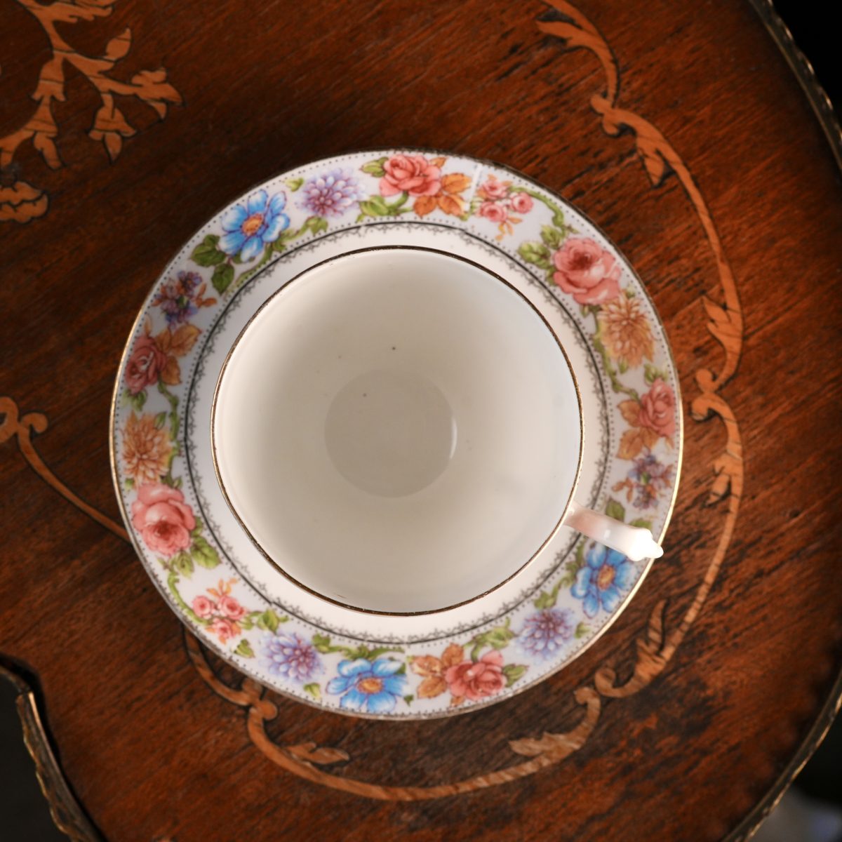 Vintage English Floral Band Teacup And Saucer photo 4