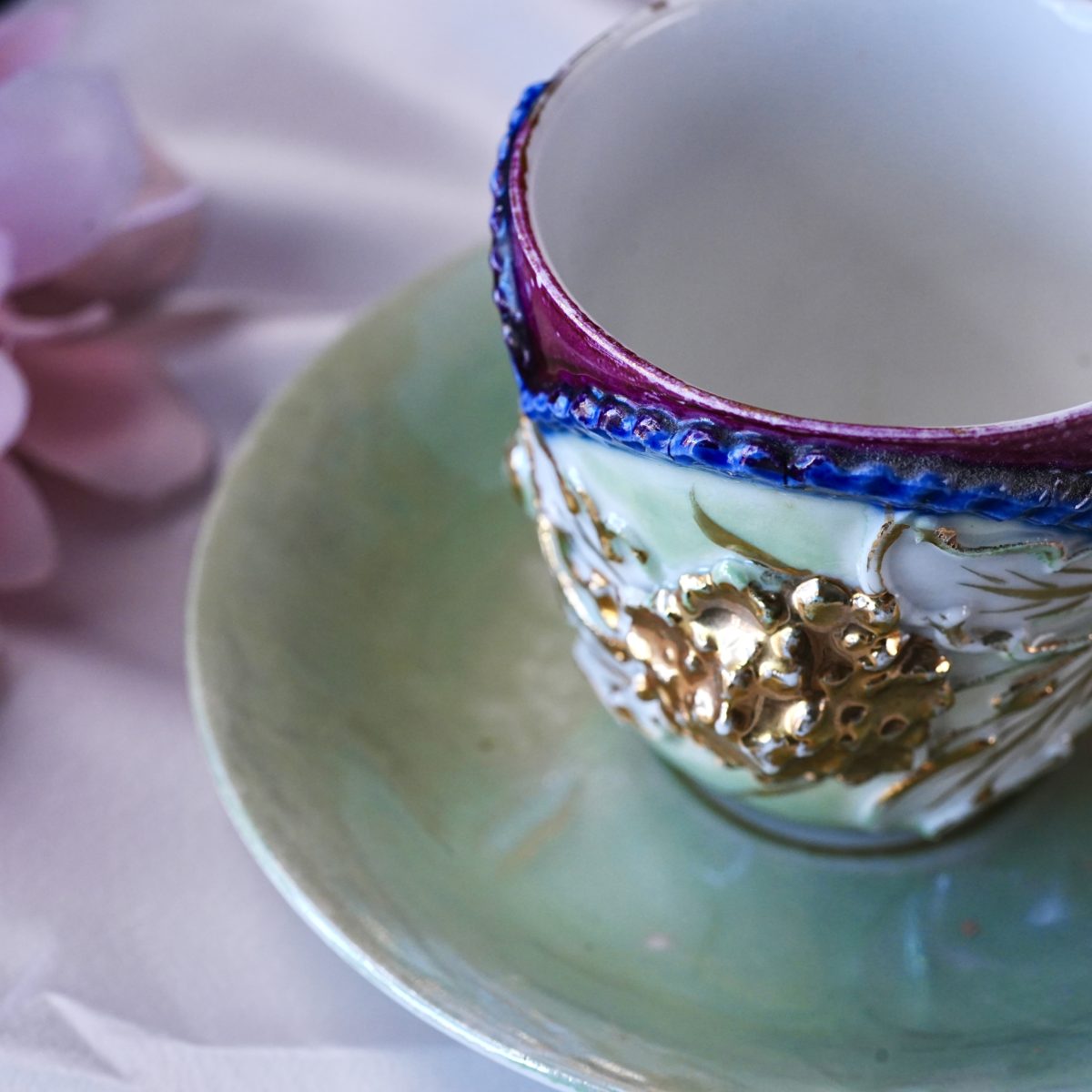 Antique Victorian "A Present" Souvenir Cup and Saucer photo 2