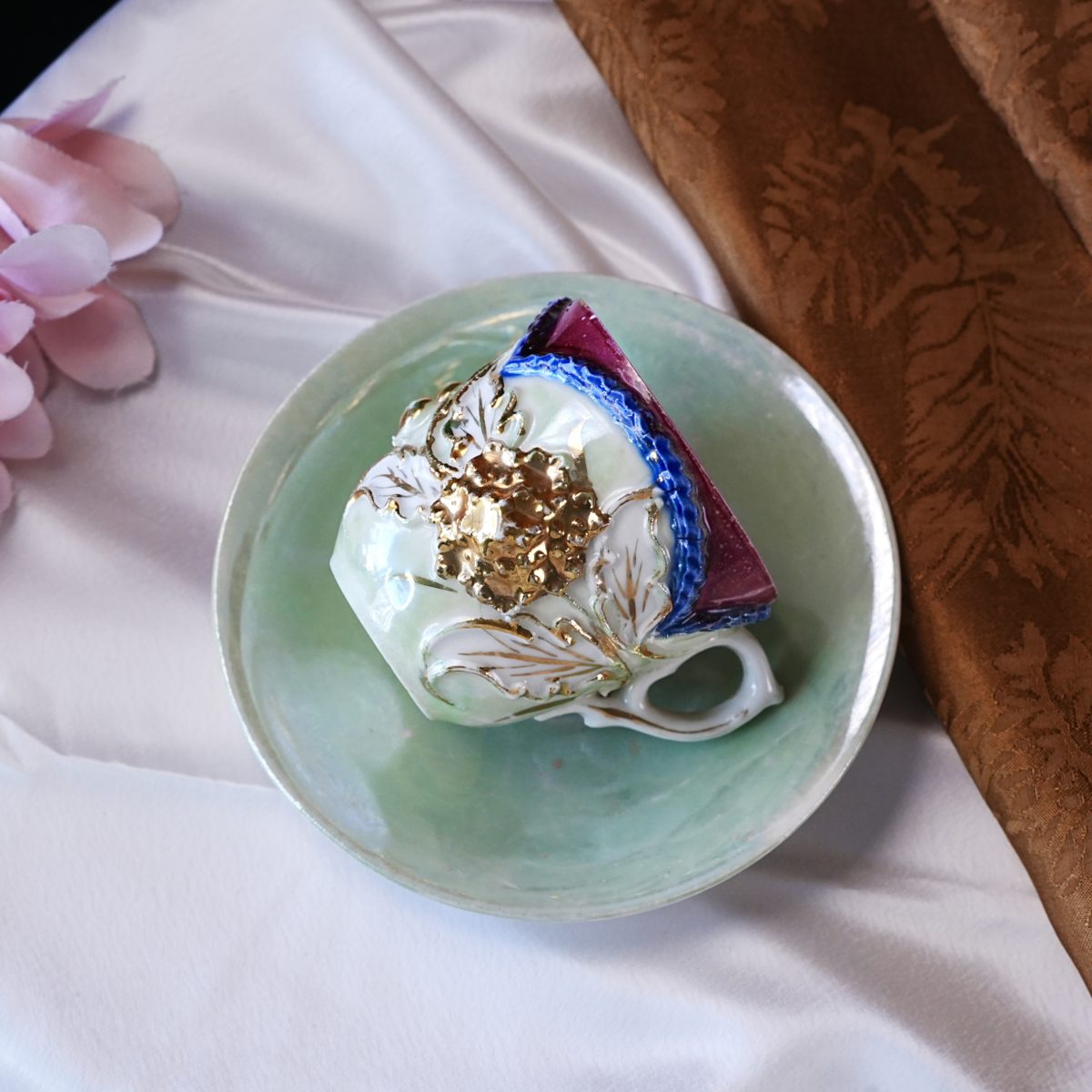 Antique Victorian "A Present" Souvenir Cup and Saucer photo 5