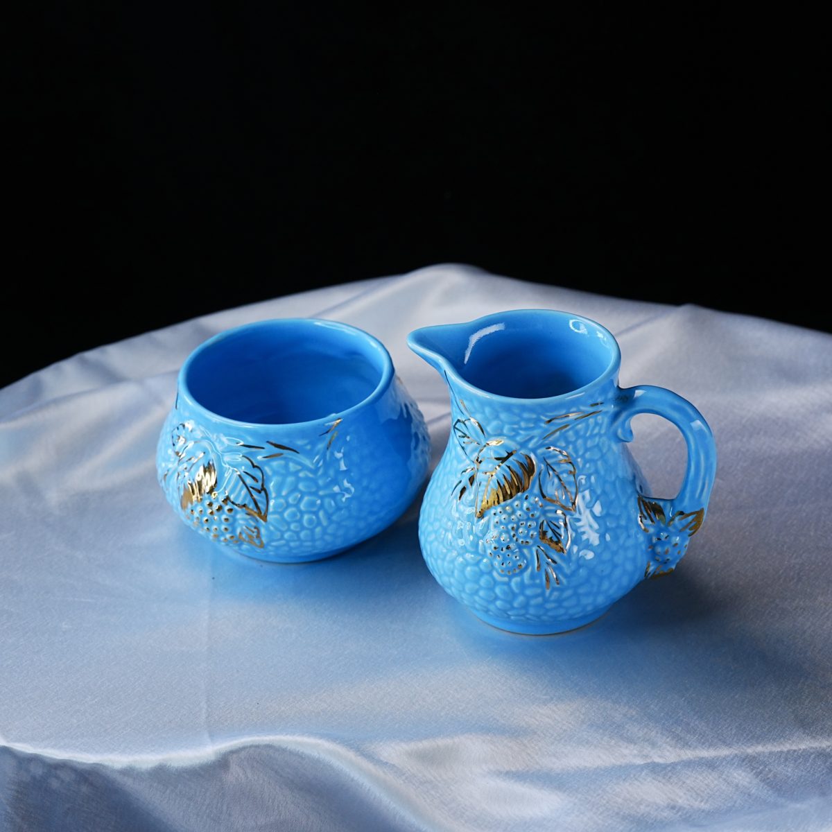 Vintage Wade Golden Turquoise Pitcher & Sugar Bowl Set photo 2